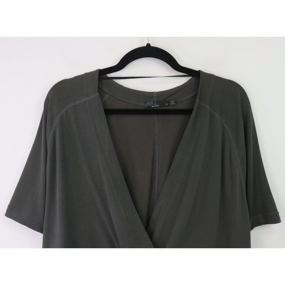 Prana Narkanda Top Cross Front V-Neck Cropped Short Sleeve Shirt Washed Black S - Picture 6 of 8